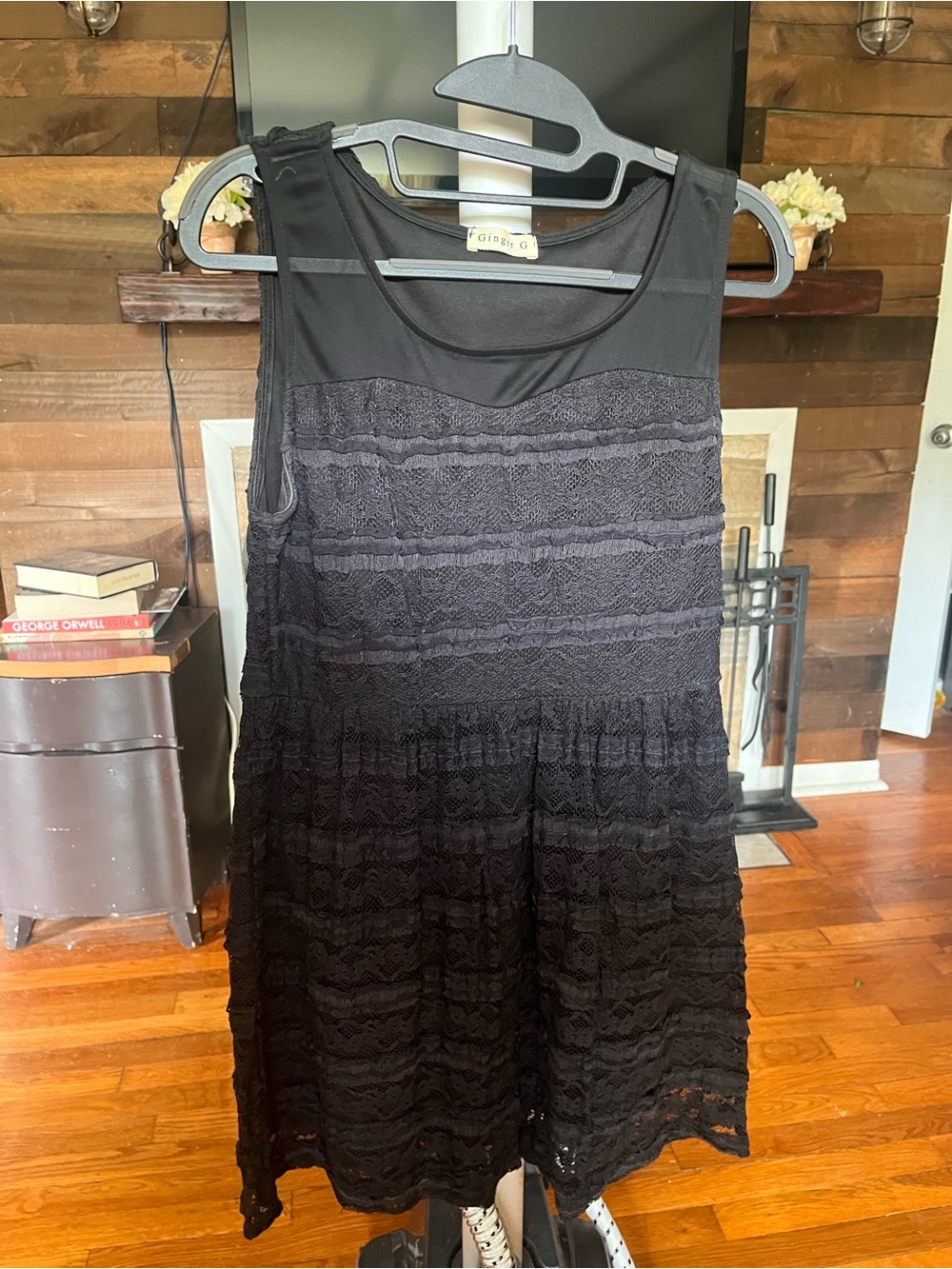 Ginger G Black Sleeveless Lace Mini Dress